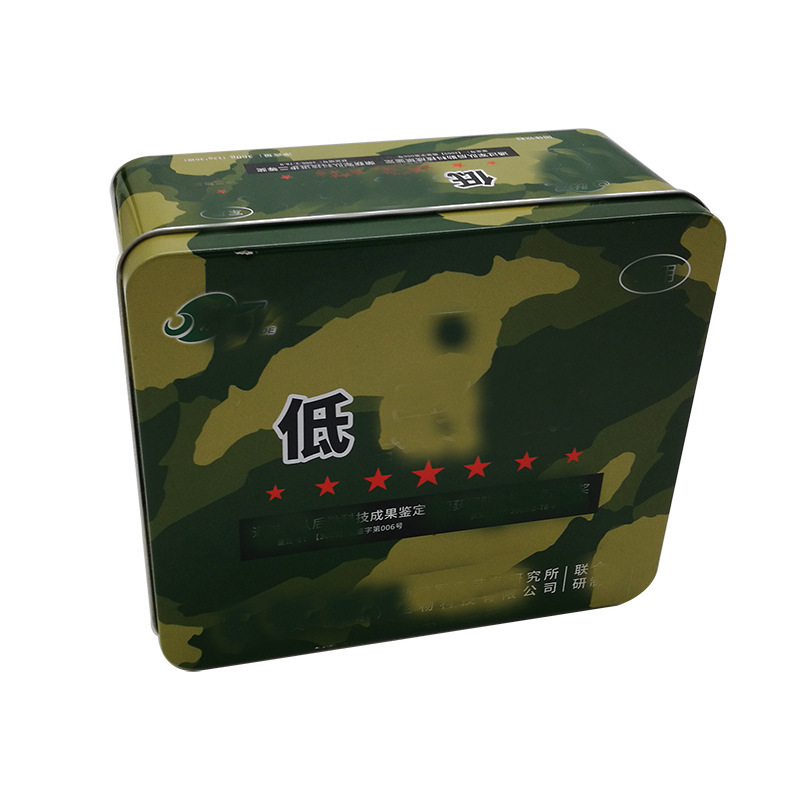 Small Batch camouflage tinplate box factory wholesale medium rectangular iron box four-color printing solid beverage packaging Small Batch camouflage tinplate box factory wholesale medium rectangular iron box four-color printing solid beverage packaging