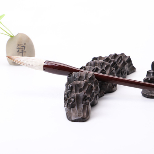 Biyoumi writing brush study root carving holder wooden hanging pen holder ruler