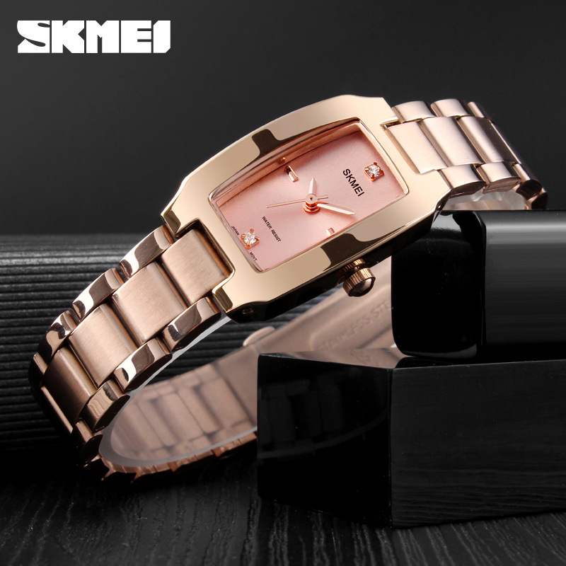 Fashionable elegant quartz watches, golden small sophisticated swiss watch, women's style, pink gold 2