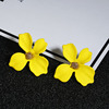 Fresh fashionable earrings, metal spray paint, European style, 5 colors, flowered