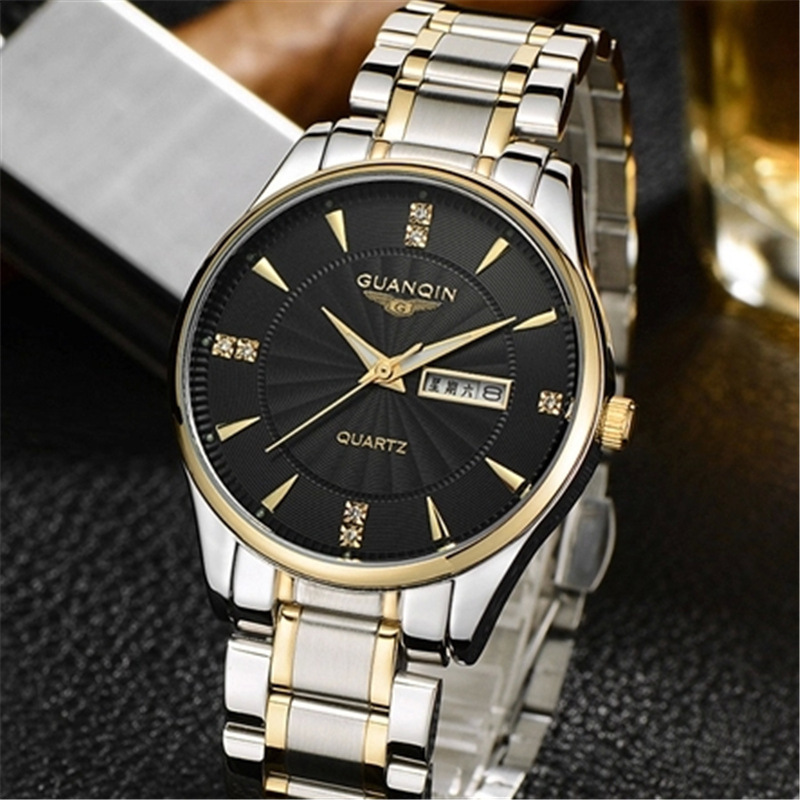 Guanqin B4 Waterproof Dual Calendar Luminous Quartz Men's Watch Steel Belt Simple Casual Trendy Men's Watch Gq81688