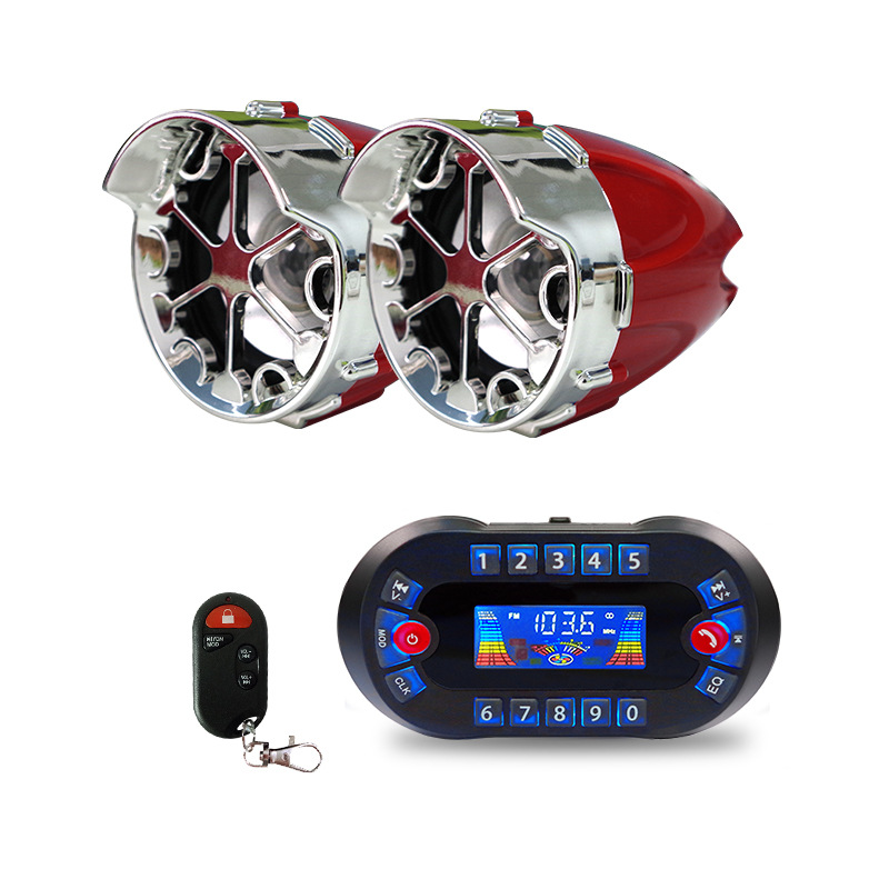 Motocicleta, coche, audio, subwoofer a prueba de agua Bluetooth, pantalla MP3, gran volumen, alarma de control remoto, fábrica al por mayor