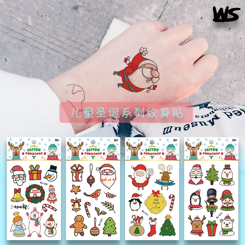 Tatuajes Temporales Faciales de Navidad de Papel de Transferencia de Agua Impermeables para Fiesta