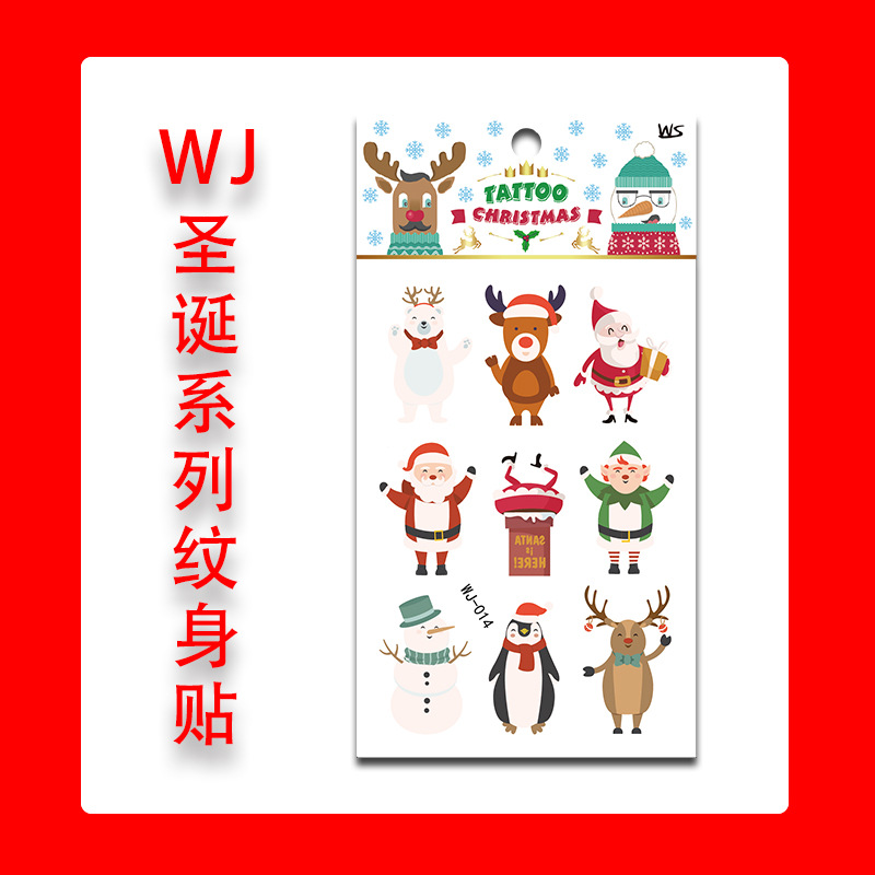Tatuajes Temporales Faciales de Navidad de Papel de Transferencia de Agua Impermeables para Fiesta