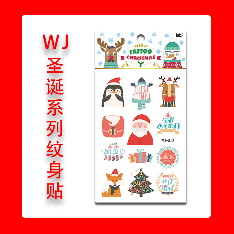 Tatuajes Temporales Faciales de Navidad de Papel de Transferencia de Agua Impermeables para Fiesta