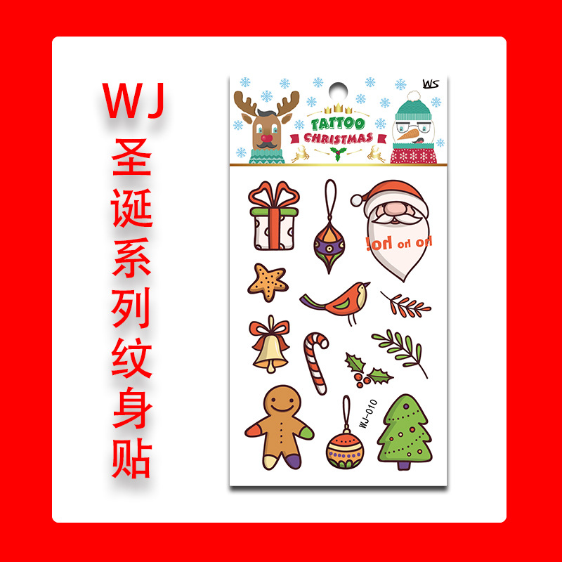Tatuajes Temporales Faciales de Navidad de Papel de Transferencia de Agua Impermeables para Fiesta