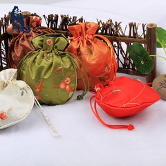 Round edge satin fruit shaped pull-out pouch jewelry bag cultural artifact bag bracelet string handle piece storage bag