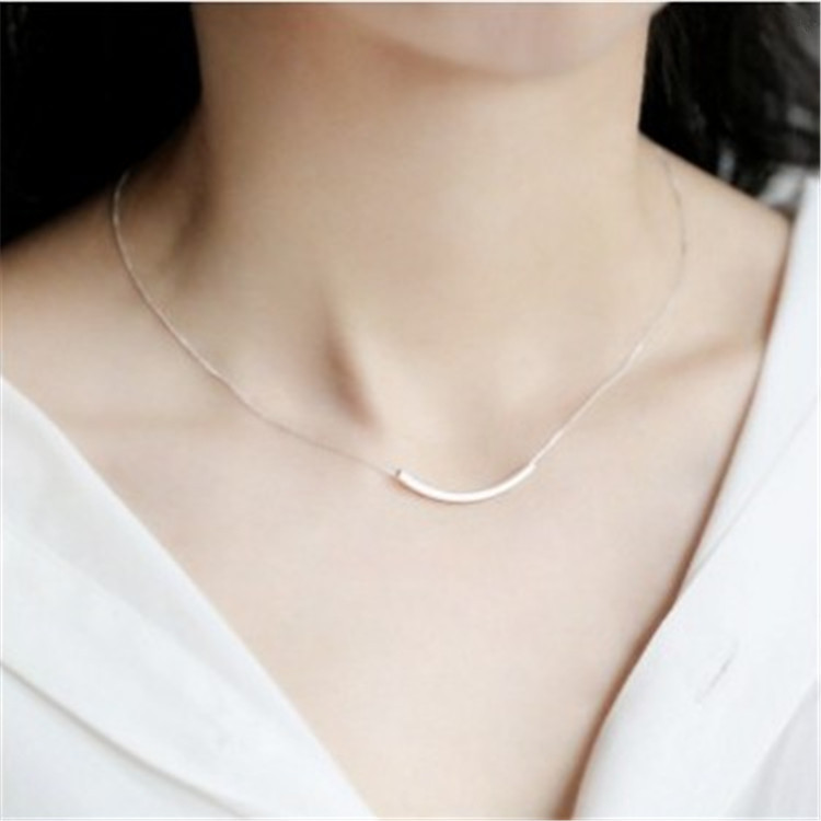 Minghao jewelry 925 silver jewelry necklace Korean original simple square tube charm unlimited set chain one-piece delivery