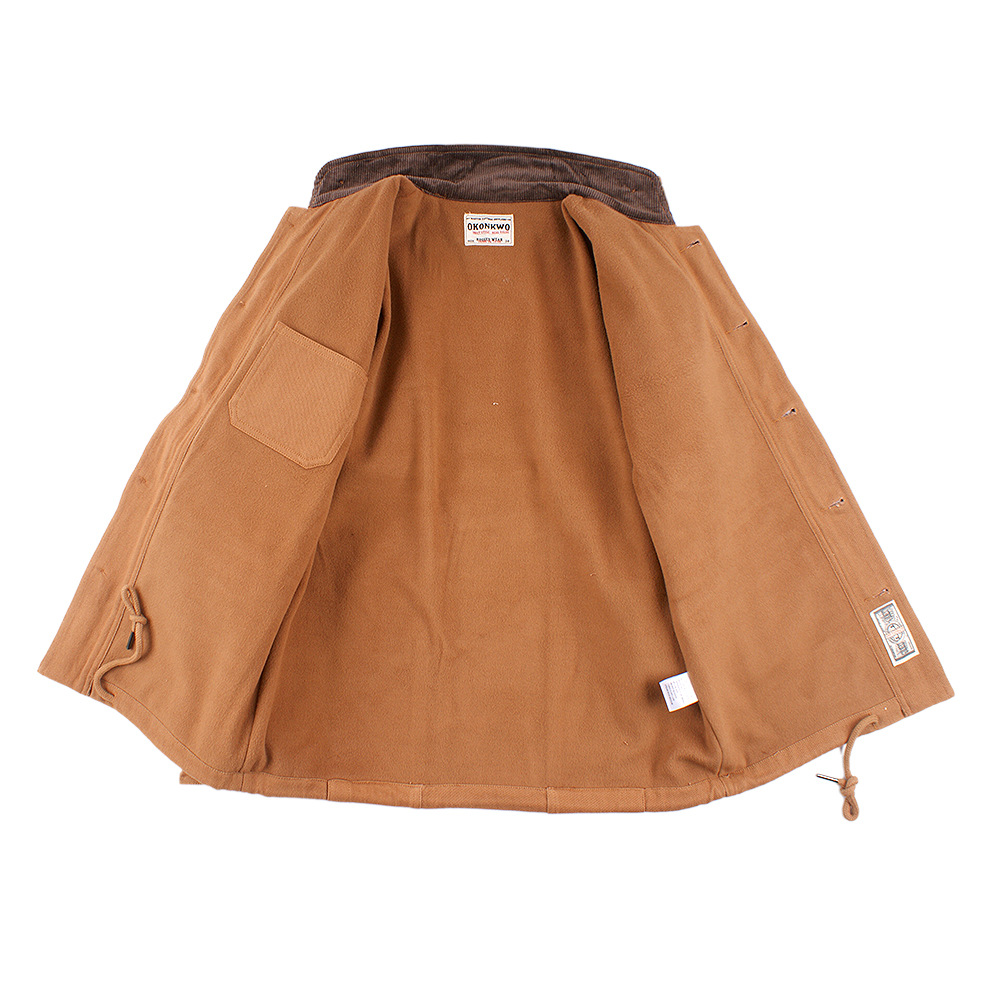 Otoño e Invierno de los hombres nuevos collar de soporte forro polar chaqueta gruesa multi-Bolsillo PANA parche gruesa chaqueta acolchada de los hombres