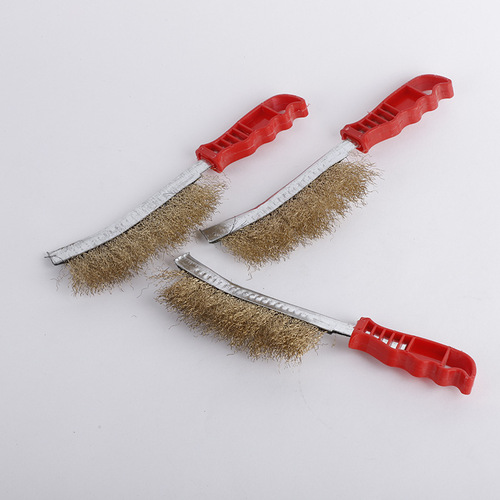 Wire brush Copper-plated wire brush manufacturer rust removal, polishing and cleaning plastic handle wire brush