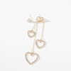 Silver needle, asymmetrical earrings with tassels heart shaped, silver 925 sample, bright catchy style