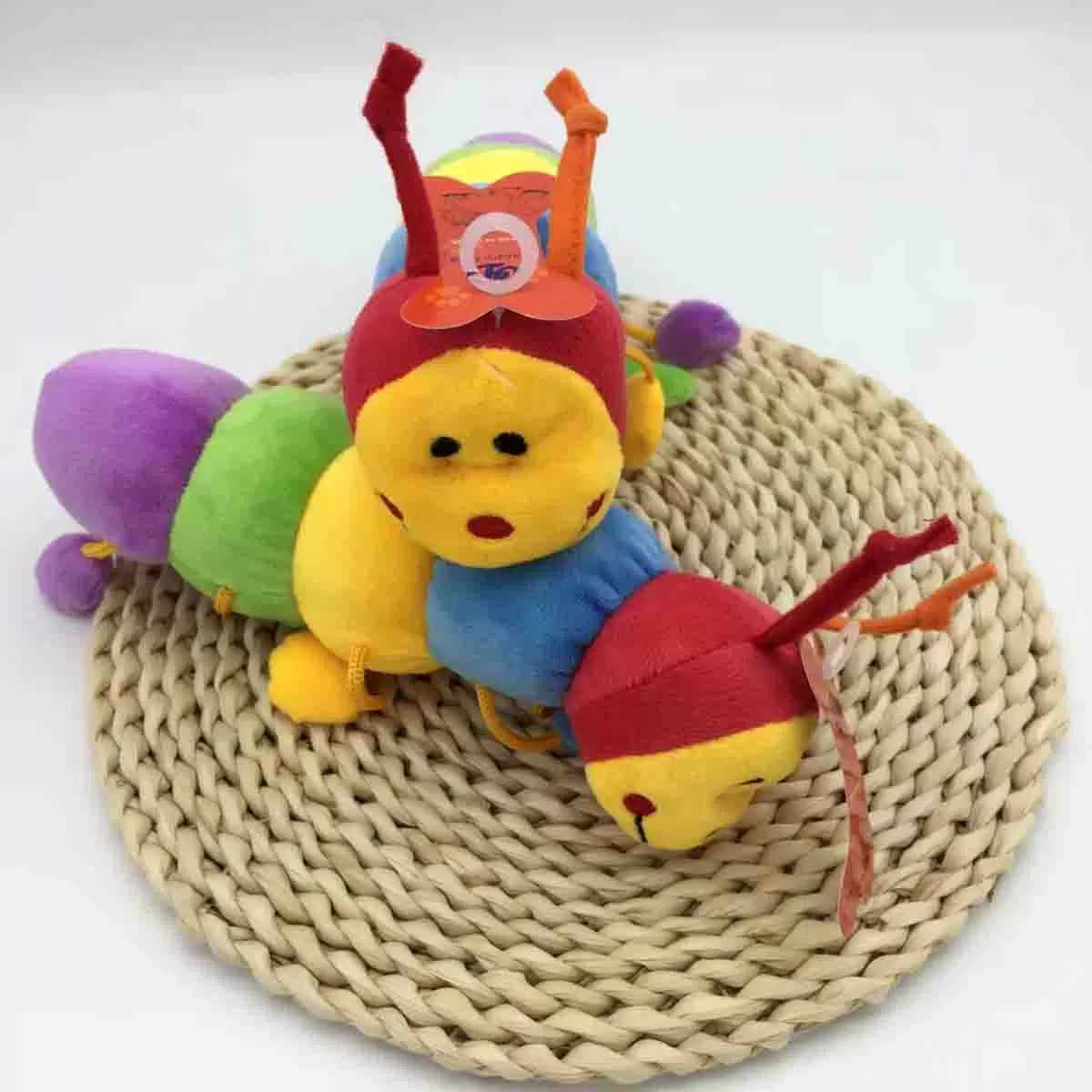 Милая гусеница плюшевая игрушка собака с кольцом колокольчик звук красочные насекомые игрушка для домашних животных кошка собака ткань кукла игрушка