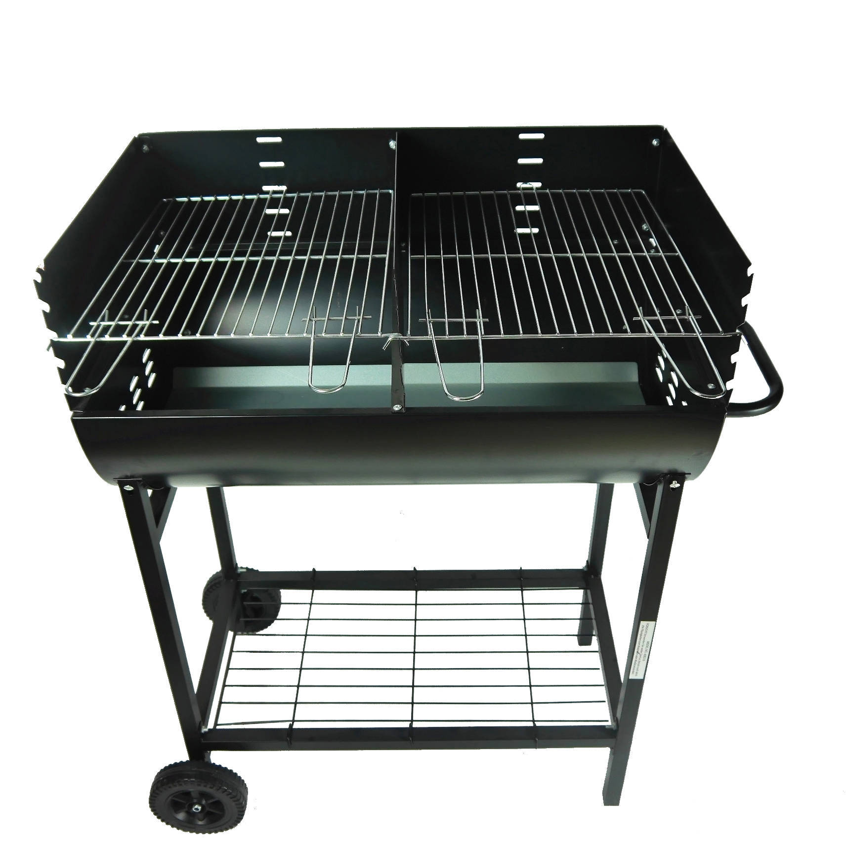 Fábrica especializada en la producción de barbacoa mango de la estufa empuje tire medio barril de aceite diámetro del horno 42cm barril de aceite horno con ruedas barril de aceite horno