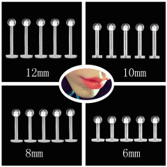 Transparent invisible soft rod round ball lip stud nose stud earring piercing jewelry student accessories