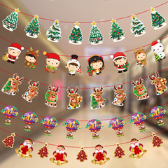 New Christmas flag pendant decoration supplies school store scene layout Christmas cartoon paper flags and flowers