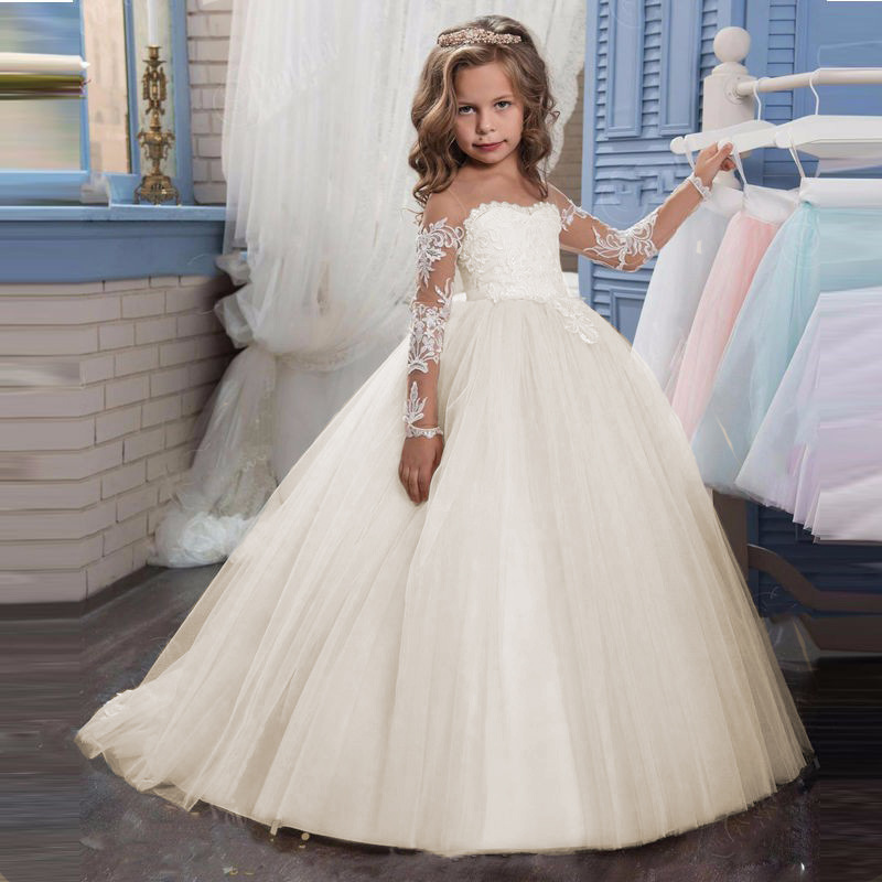 Vestido de noche de tul para niñas, estilo tutú, para bodas, damas de honor, largo hasta el suelo, de princesa, para actuaciones de piano, de Amazon transfronterizo.