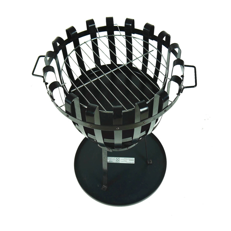 Barbacoa parrilla redonda barbacoa de la cesta de la flor estufa de leña estufa al aire libre barbacoa parrilla con calentador de red de la parrilla