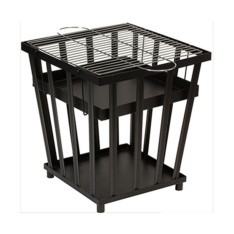 Calentador de carbón cuadrado con parrilla rejilla cuadrada barbacoa fuego pit parrilla al aire libre