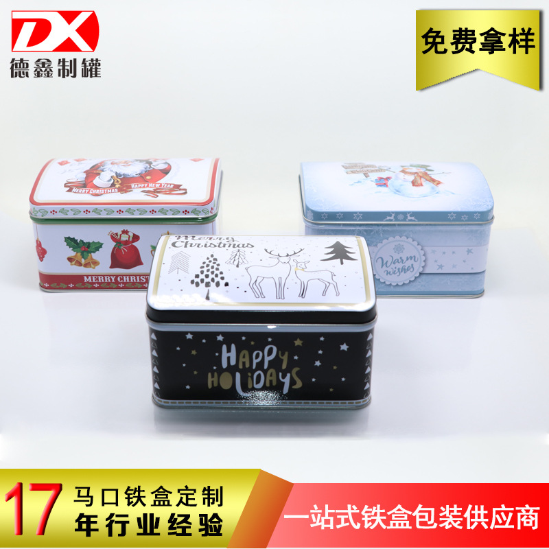 厂家直销新款圣诞铁盒创意礼品糖果铁盒包装畅销圣诞节礼品铁罐
