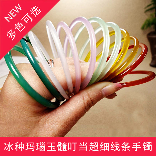 Natural chalcedony jingle bracelet wholesale bracelet 4MM fine simple girl beauty bracelet jingle bracelet jade wire bracelet