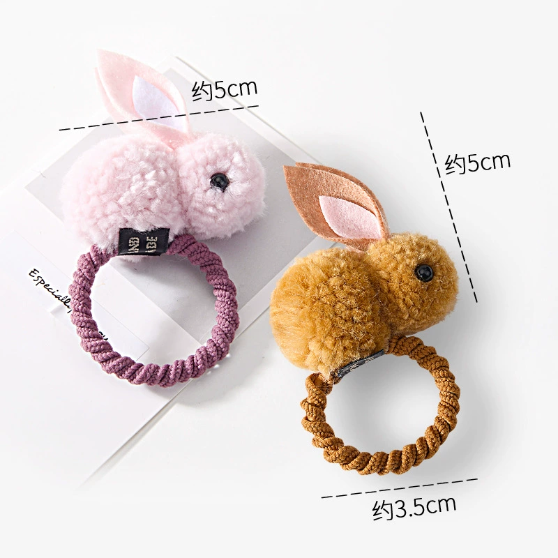 Children's Hair Tie (TikTok) Rabbit Plush Topknot, Soft Elastic Cord, Cartoon Colors