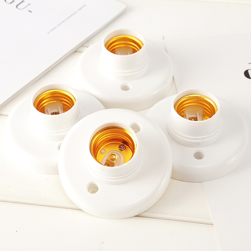 专供外贸E27常用型螺口吸顶式普通平头底座螺旋式LED灯座批发