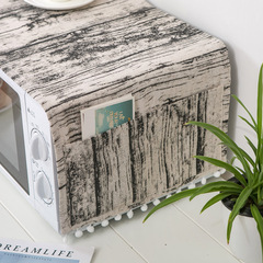 Internet celebrity wood grain cross-border supply linen cotton and linen microwave oven cover microwave oven dust cover cover cloth fabric oven cover cover