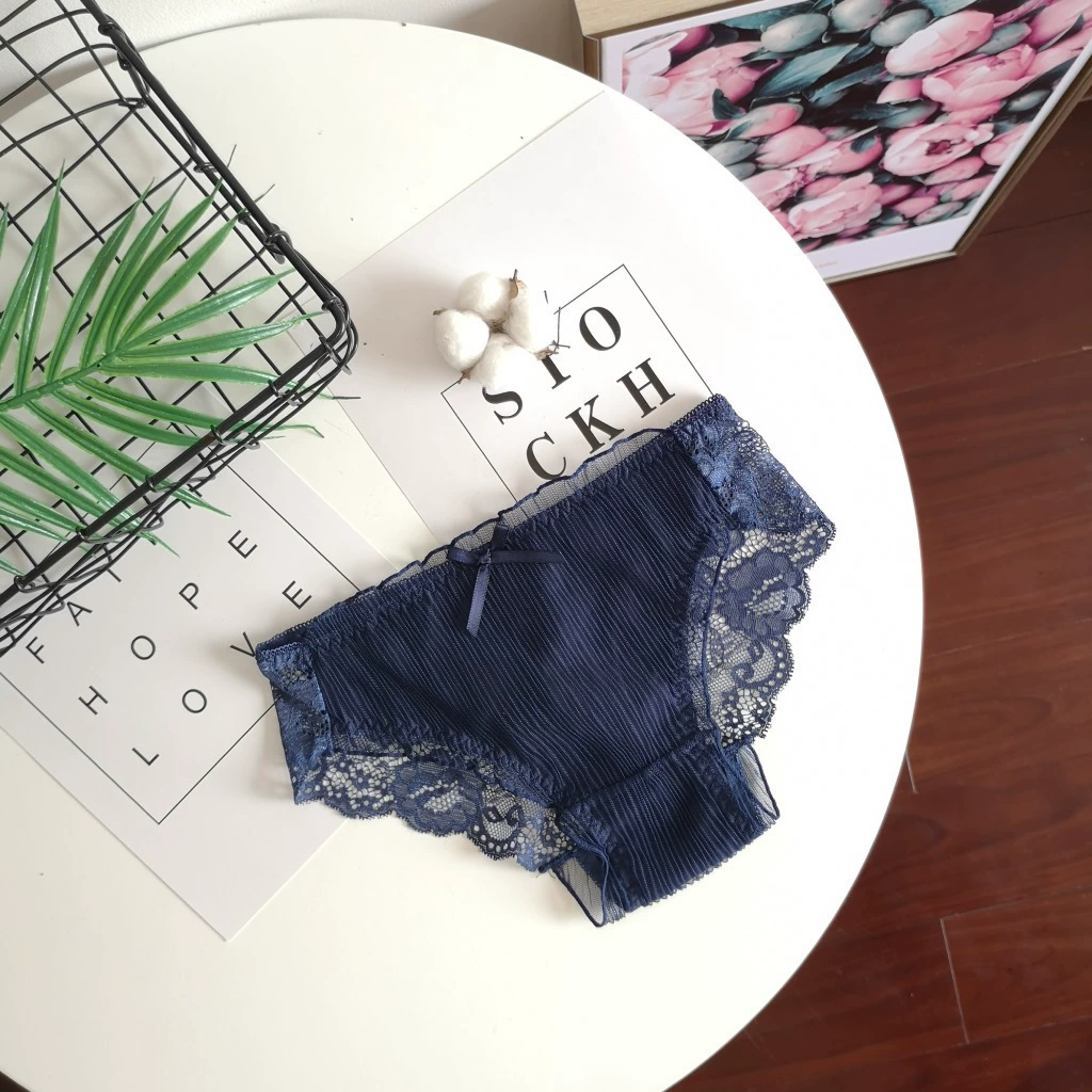 Кружевные трусы низкой талии (COTTON SWEETRN), кружевное елочное, 90% полиамид 10% эластан, M–L
