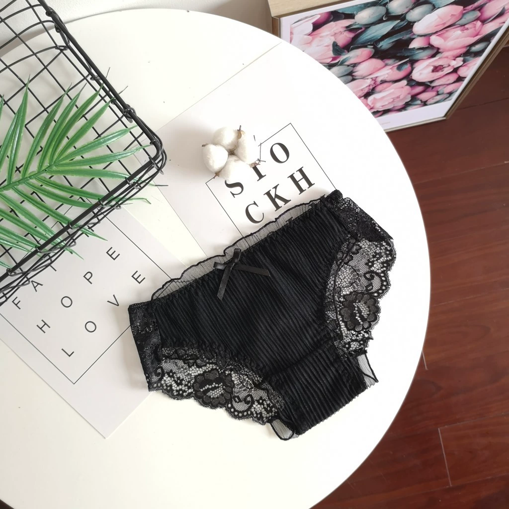 Кружевные трусы низкой талии (COTTON SWEETRN), кружевное елочное, 90% полиамид 10% эластан, M–L