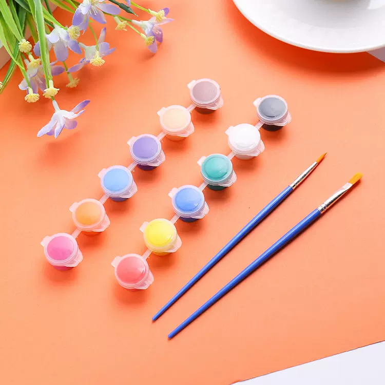 批发3ml12色两支笔连体彩绘水彩画颜料 丙烯颜料美术油画颜料套装