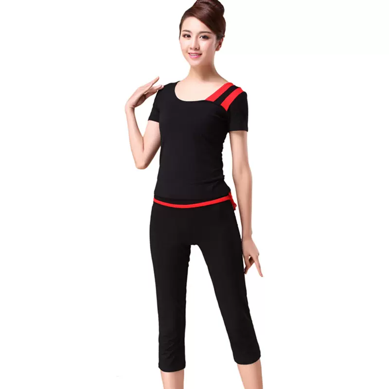 春夏瑜伽服短袖套装女莫代尔舞蹈练功服健身形体服厂家批发轻盈
