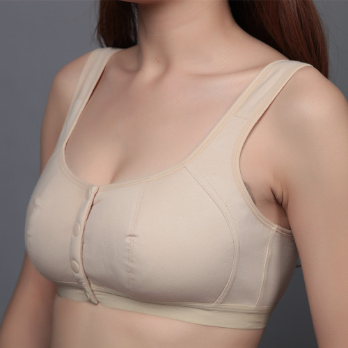 Factory wholesale new wide shoulder strap bras, backless nursing sports sleep bras for middle-aged and elderly women.