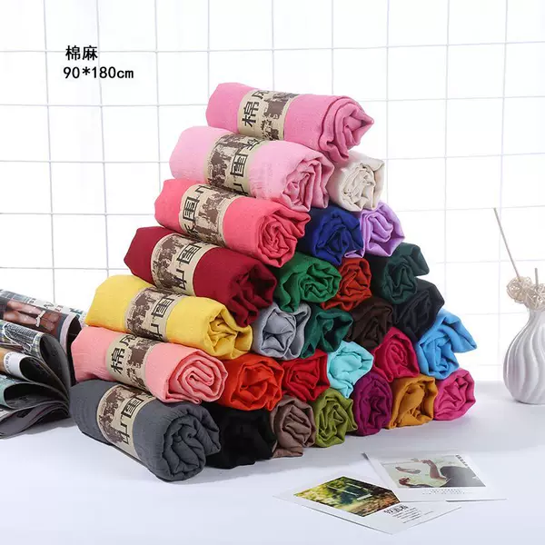 Factory direct ladies silk scarf fashion cotton scarf solid color Air Conditioning office multifunctional warm shawl