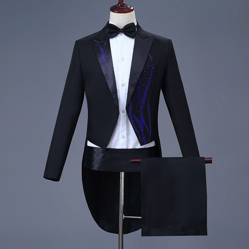 Men's Tuxedo for Choir, Wedding Host, Studio Stage Performance, Conductor, Slim-Fit Suit for Weddings
