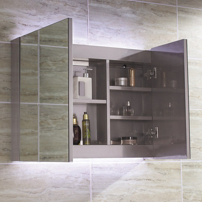 厂家定 制 挂墙式不锈钢镜柜 卫生间储物柜 现代带灯卫浴镜箱 批