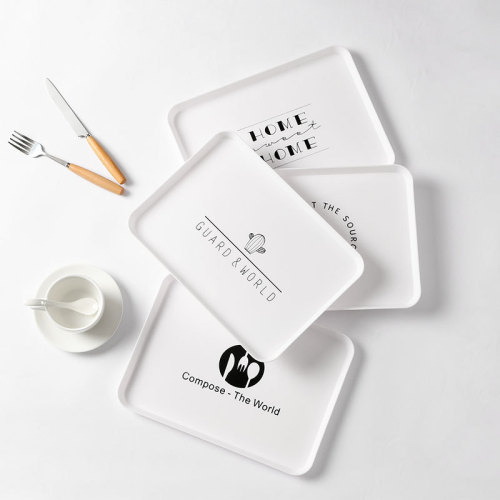 Nordic simple rectangular dinner plate household bread breakfast plate plastic plate plastic tray