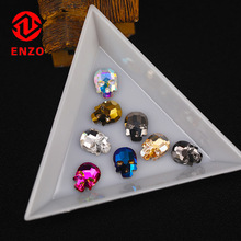 厂家直供 平底美甲钻8*10骷髅头指甲贴钻diy指甲装饰钻手机壳配饰