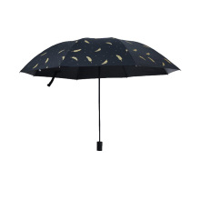 【严选】雨伞批货三折叠羽毛黑胶防紫外线太阳伞晴雨伞潮流全遮光