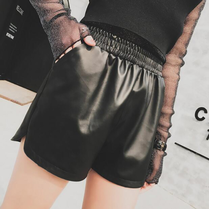 Leather Shorts Autumn and Winter New High Waist Women's Korean Style Slim-fit Slimming Large Size Loose Wide-leg Pants Outer Wear Boots Pants PU Leather Pants Leather Shorts Autumn and Winter New High Waist Women's Korean Style Slim-fit Slimming Large Size Loose Wide-leg Pants Outer Wear Boots Pants PU Leather Pants
