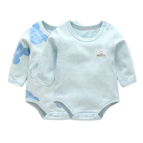 Newborn Fall/Winter Cotton Climbing Suit Triangle All-in-One Baby Bodysuit with Long Sleeve Pajamas Baby Pajama Suit for Crawling