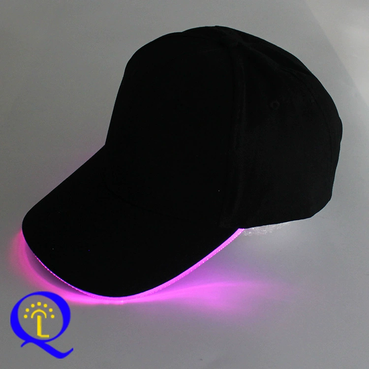 Уличная отдыха LED светодиодная кепка из чистого хлопка, козырёк утки, бейсболка с многоцветной подсветкой, оптом из Дунгуана