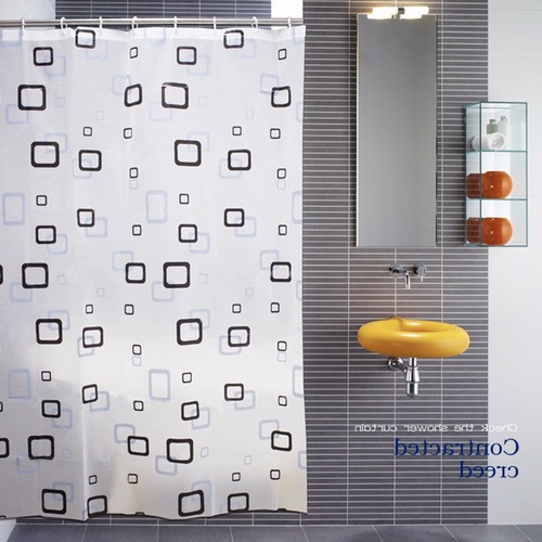 Fashionable black and gray checkered PEVA shower curtain Ningbo thickened waterproof and mildew-proof printed shower curtain partition bathroom curtain
