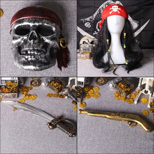 Halloween Pirates of the Caribbean accessories props pirate hat telescope eye mask mask horn compass toy set
