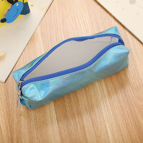 Creative laser colorful pencil bag, cute student large-capacity pencil bag, storage coin purse, multi-functional stationery bag
