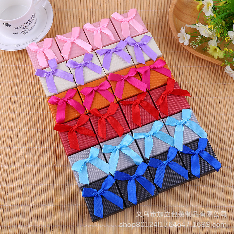 现货饰品礼品包装盒天地盖礼品手表首饰包装盒高档蝴蝶结丝带纸盒