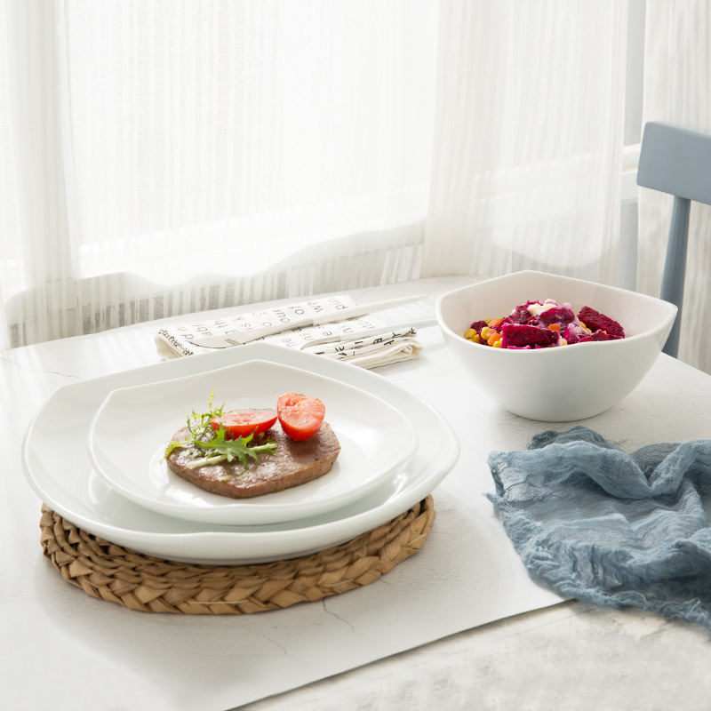 Estilo Europeo simple creativo nuevo tazón de fuente de la ensalada de porcelana de hueso Placa de 10 pulgadas Placa de 8 pulgadas plato de fruta vajilla traje vajilla Occidental