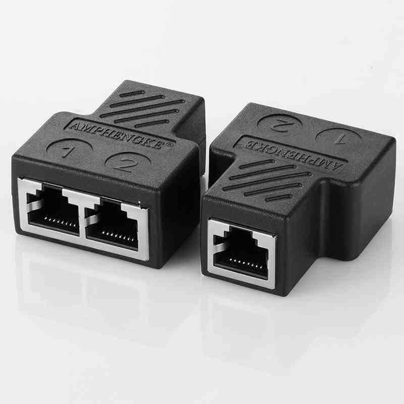Network Cable 1-2 adapter splitter rj45 8P8C PC version simultaneous access to the Internet IPTV broadband three-way head