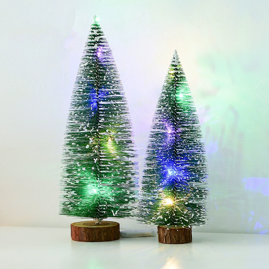 Мини Christmas-елка с кончиками снега, настольная инсталляция, 11 см или 16,5 см, опциональные огни
