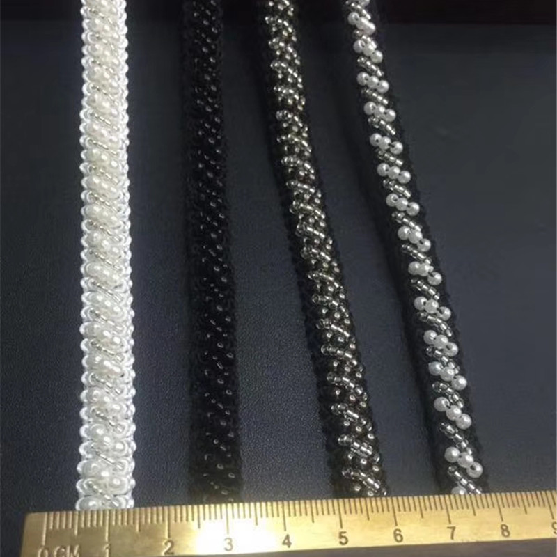 KLHB138花边订珠带 订珠花边 订珠带花边  花边带棉底斜珠