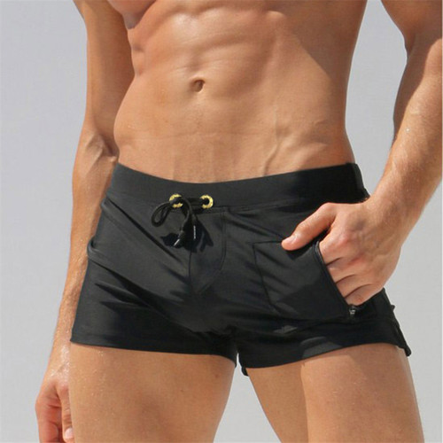 European and American new men's swimming trunks, boxer quick-drying beach trunks, swimsuits for men, vertical pocket swimming trunks foreign trade